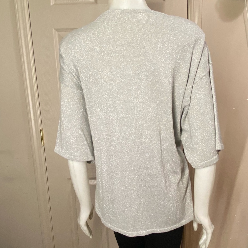 N.E.K. Primary Pieces Silver Sparkle Metallic Woven Shirt Top 3x - Picture 6 of 6